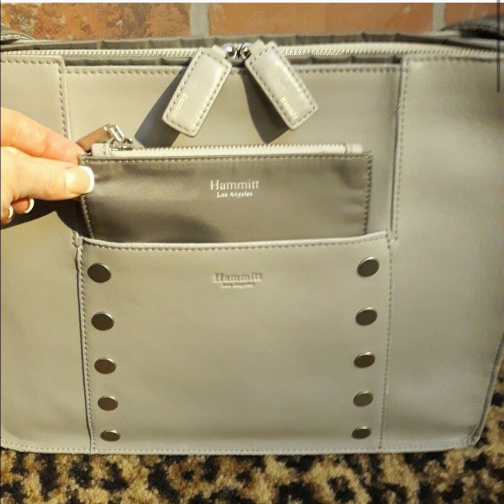 HAMMITT Gray Leather TOPHER Backpack Baby Bag NEW